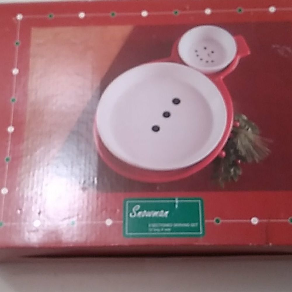 Snowman 3 Section Serving Set